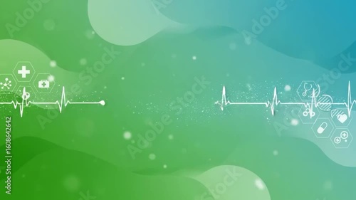 Abstract Health Care Motion Background with Green Gradient