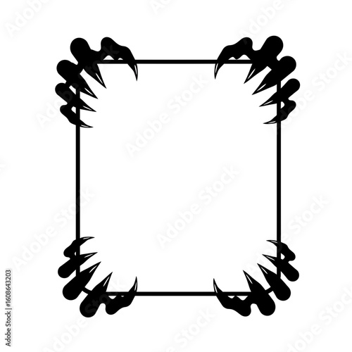 Square frame with claw marks in each of the corners silhouette