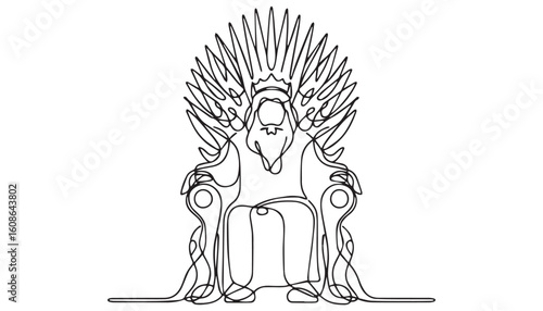 Continuous one single minimal line drawing throne chair