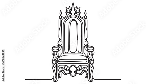 Continuous one single minimal line drawing throne chair