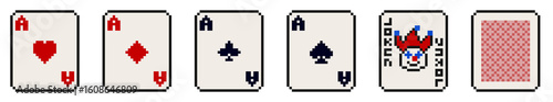 Fototapeta pixel playing cards set