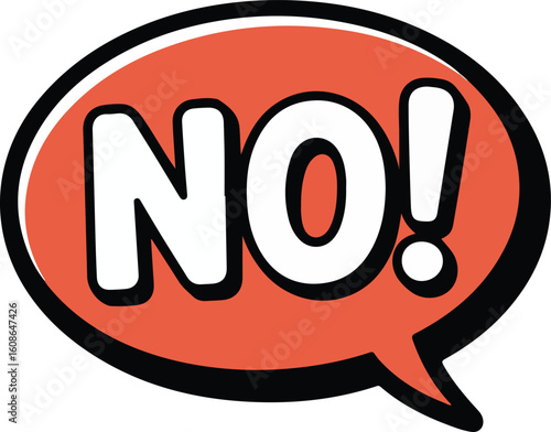 A bold NO! in a speech bubble expressing disagreement and refusal transparent png vector