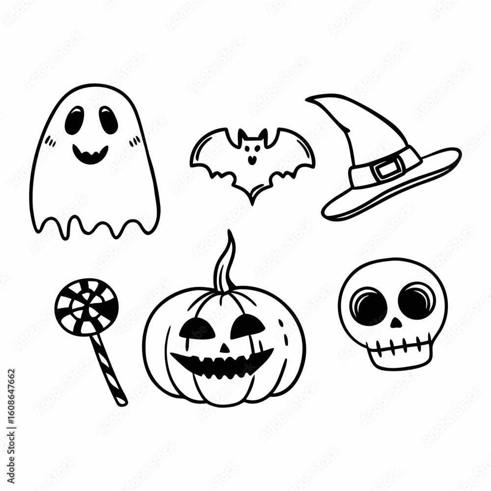 Fototapeta premium Halloween Spooky Vector Elements and Party Icons Set