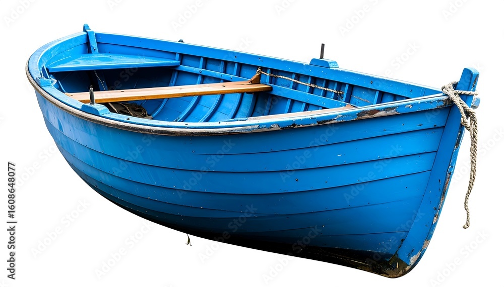 Naklejka premium Blue wooden rowboat
