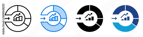 market penetration icon set multiple style collection