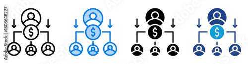 Delegation icon set multiple style collection