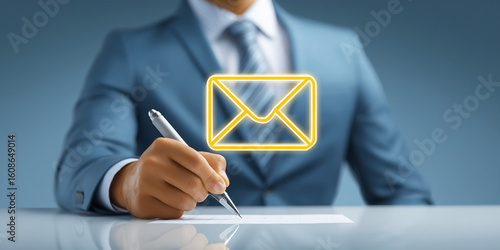 Businessman drafting new email marketing template