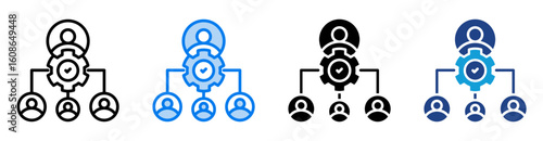 Organization Structure icon set multiple style collection