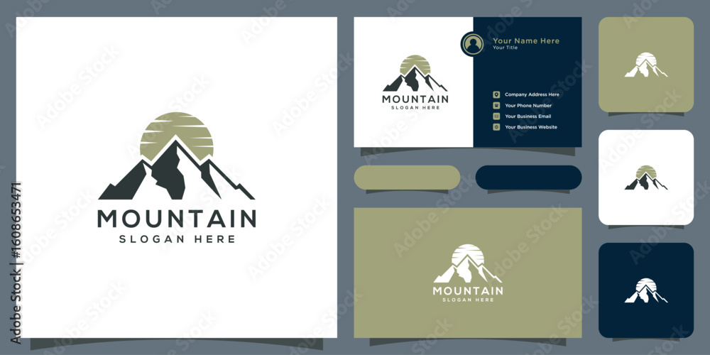 Fototapeta premium mountain logo vector design and business card