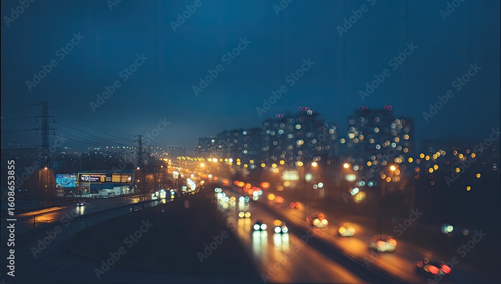 Fototapeta premium Blurred night city highway