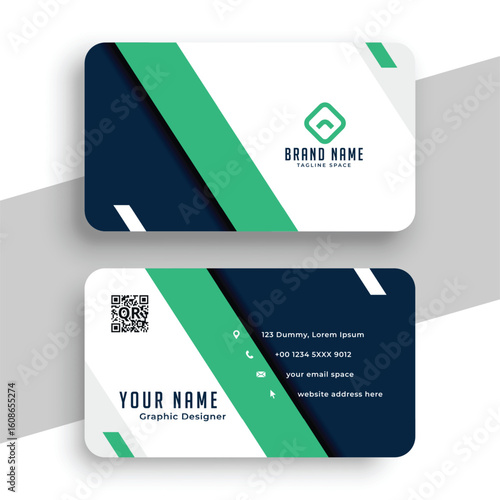 double sided business card layout with diagonal lines design