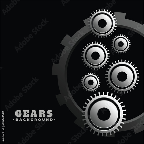 metallic cog and gear wheel symbol dark background design