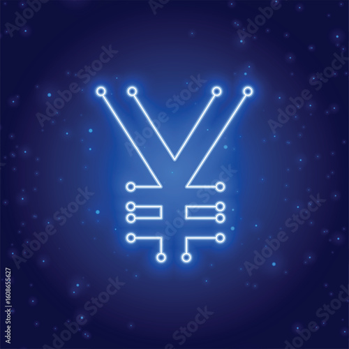 glowing japanese currency yen sign background in neon style