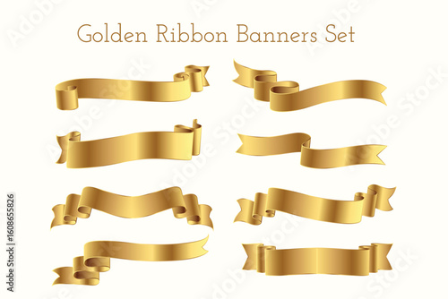 pack of golden ribbon tag banner for party or event decor