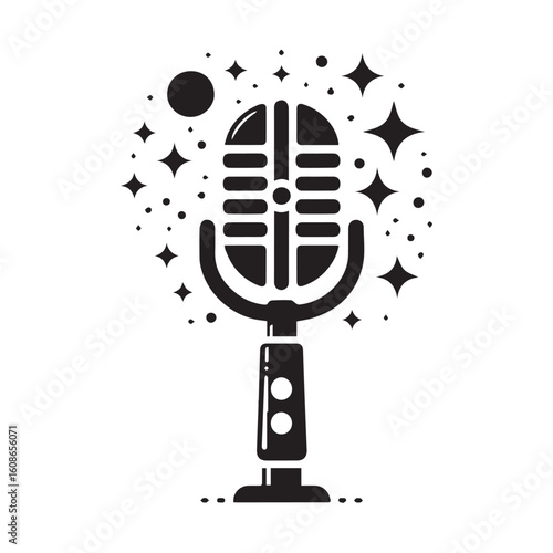 microphone   vector silhouette  Graphic white background design 