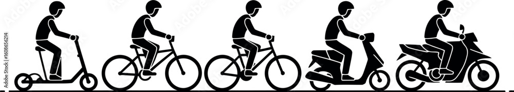 Naklejka premium Evolution of personal transportation silhouettes