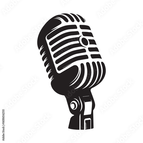 microphone   vector silhouette  Graphic white background design 