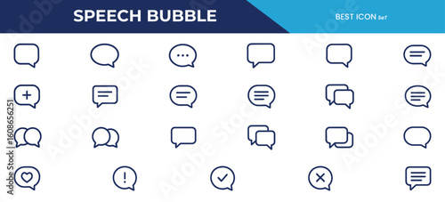 Speech Bubble Line Icons Pack – Minimalist Chat and Message Icons