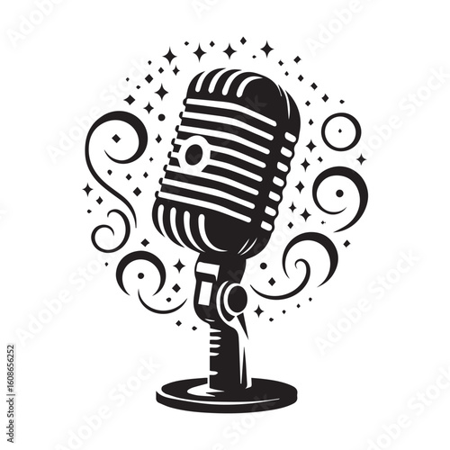 microphone   vector silhouette  Graphic white background design 