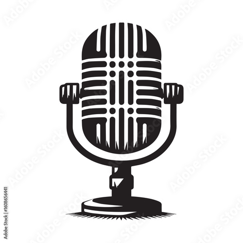 microphone   vector silhouette  Graphic white background design 
