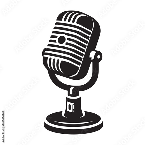 microphone   vector silhouette  Graphic white background design 