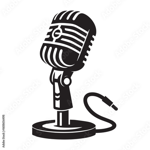 microphone   vector silhouette  Graphic white background design 