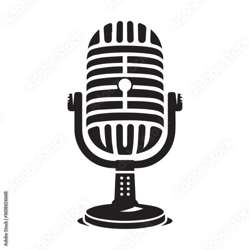microphone   vector silhouette  Graphic white background design 