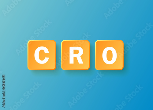 Clinical Research Organization (CRO on blue backgorund