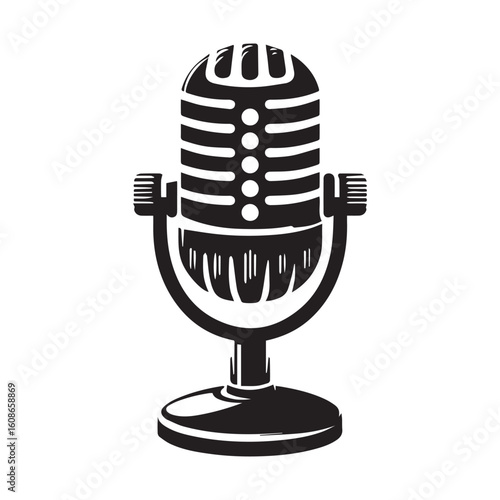 microphone   vector silhouette  Graphic white background design 