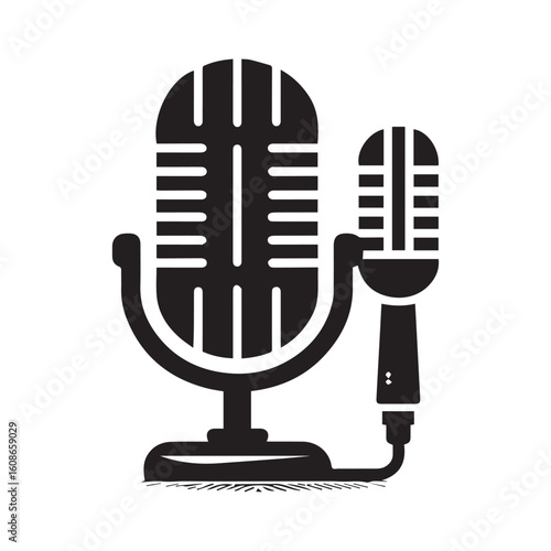 microphone   vector silhouette  Graphic white background design 
