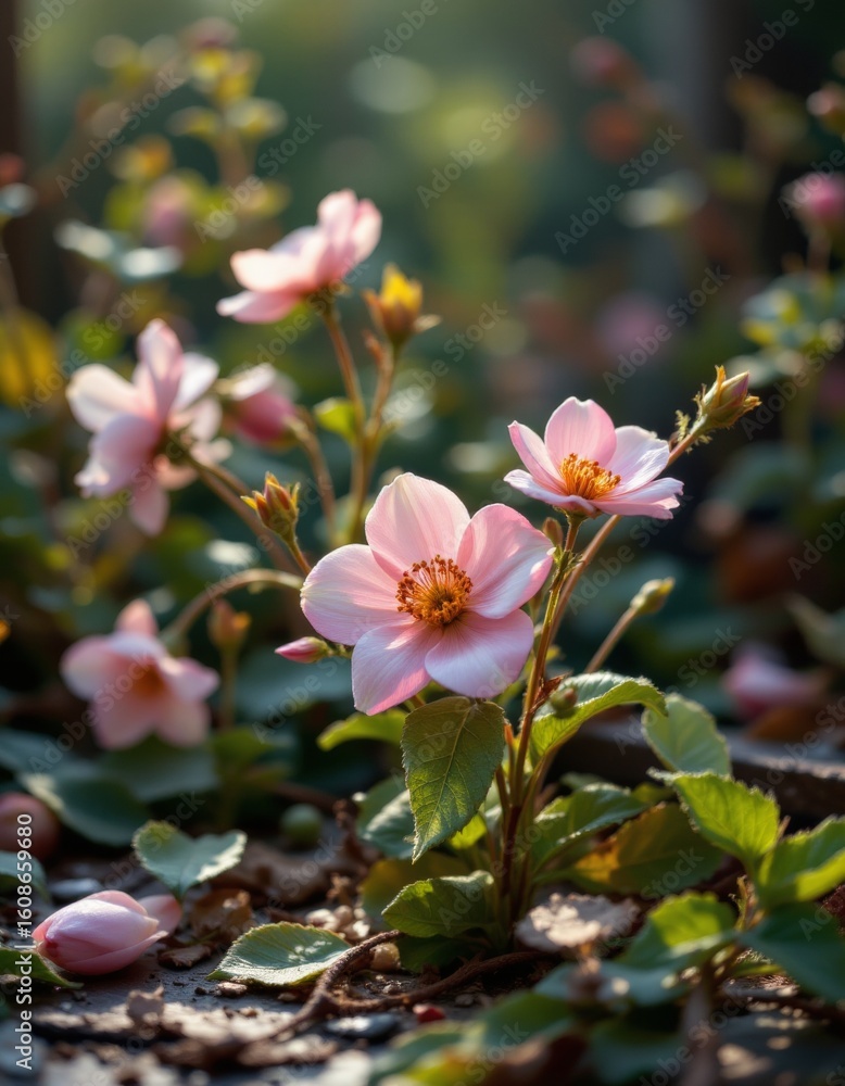 Fototapeta premium Pink Flowers Blooming in Garden