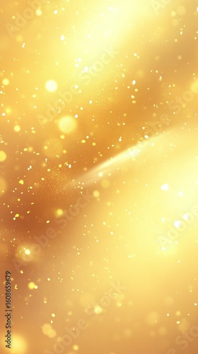 Gold glitter background with glowing particles.