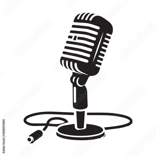 microphone   vector silhouette  Graphic white background design 