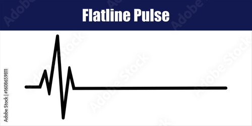 Flat line Pulse Animation with Sudden Heartbeat Spike Signal. A seamless animation of a heartbeat line showing rapid spikes before flattening into stillness.