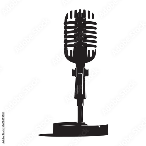 microphone   vector silhouette  Graphic white background design 