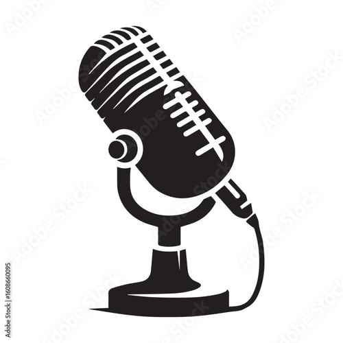 microphone   vector silhouette  Graphic white background design 