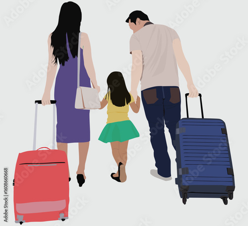 family with luggage 