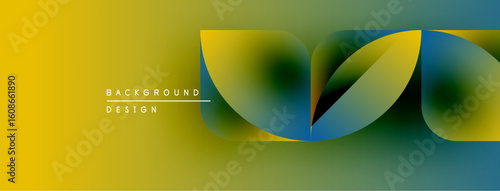 Abstract yellow, green, blue gradient waves. Modern design elements create dynamic visual flow. Minimalist background texture.