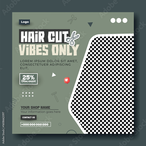 Trendy Hair Salon Social Media Post Template for Barber Shops
