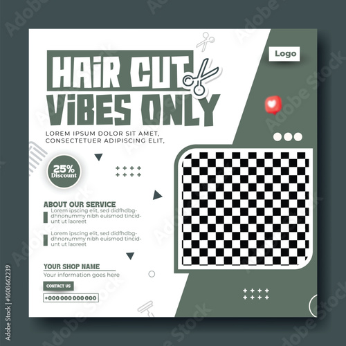 Modern Hair Salon Social Media Post Template for Promotion and Advertising