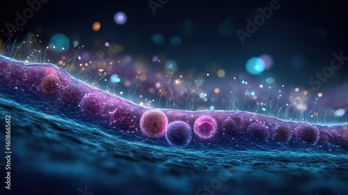 Animated medical style image of sebum secretion mixing with dead cells to form earwax