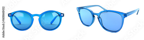 blue glasses 3d render icon isolated on a transparent background