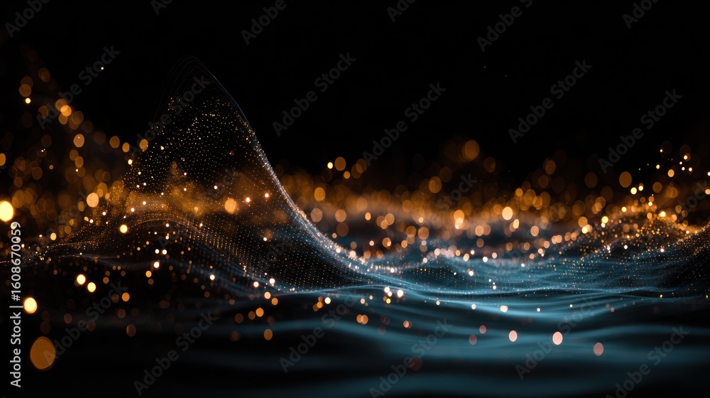 Obraz premium Abstract digital landscape with glowing particles