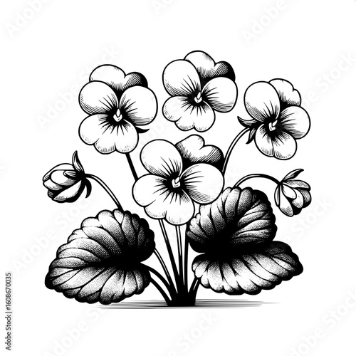 Violet Flower SVG | Petite Woodland Bloom Line Art