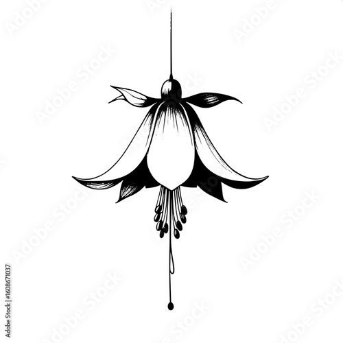 Bluebell Flower SVG | Drooping Bloom with Thin Stem