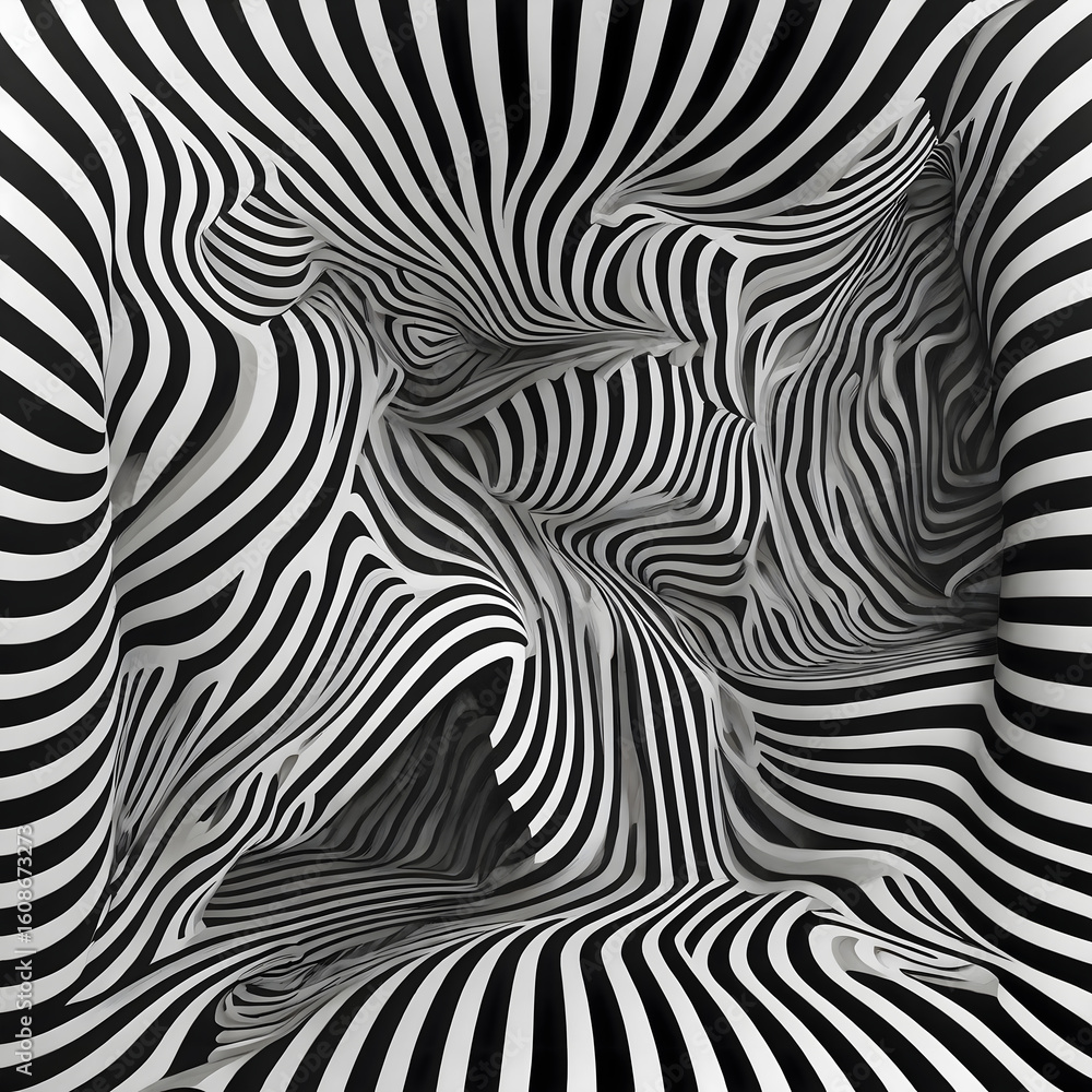 Fototapeta premium Distorted zebra stripes create optical illusion