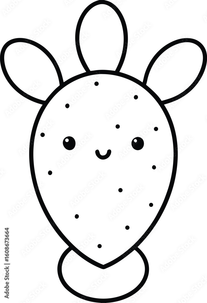 Obraz premium cartoon vector kawaii prickly pear line art on w (1).eps