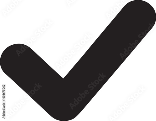 Bold Check Mark Icon: Black Tick Symbol for Success or Completion