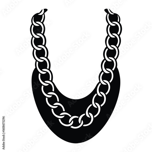 Bold and flashy, this golden chain hip-hop rap-style necklace silhouette showcases iconic urban swagger with thick links and streetwear attitude in a powerful profile.
