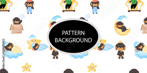 cute doodle dog pattern background. Baby dog new born pattern background design. fabric, textile. Trendy scandinavian vector background. Perfect for kids apparel,fabric, textile, nursery decoration